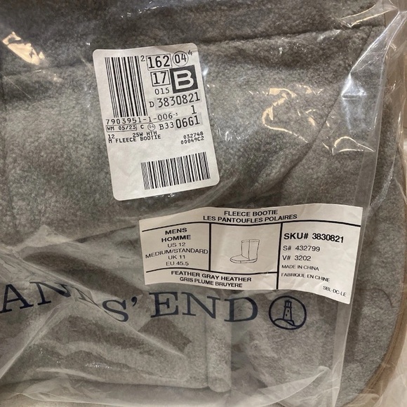 Lands' End Soft Gray Fleece leather Booties brand new, and sealed package Sz 12 - Picture 7 of 10